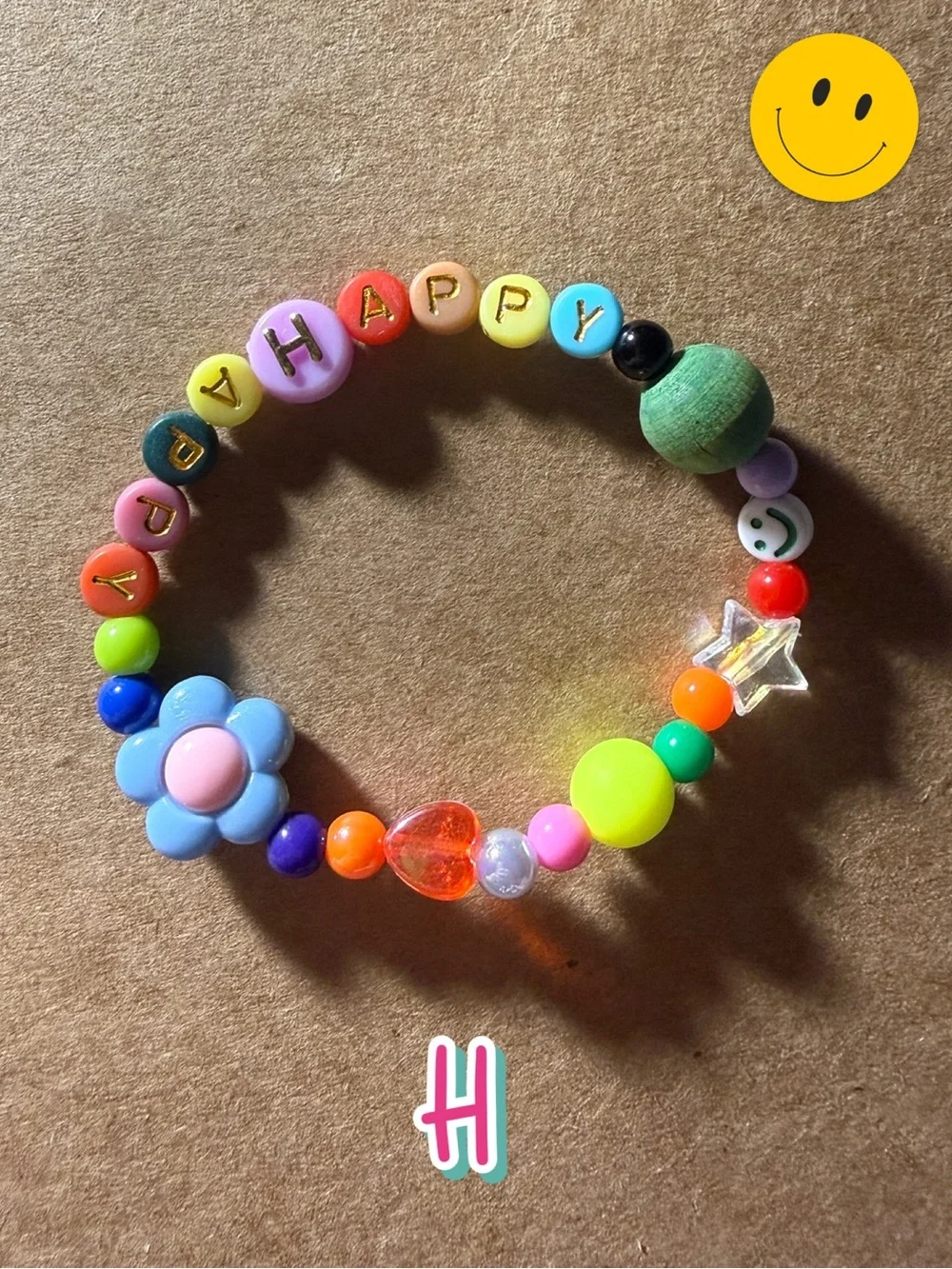 HAPPY Beaded Stretch Bracelets for Tweens, Teens, and Young Adults